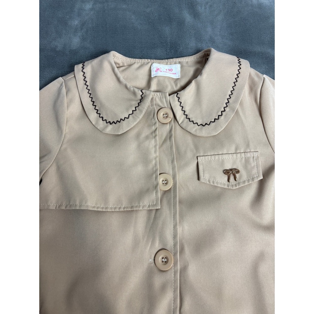 130 Fashion Kids Girls Beige Trench Coat Peter Pan Collar 7 8 Dainty Coquette